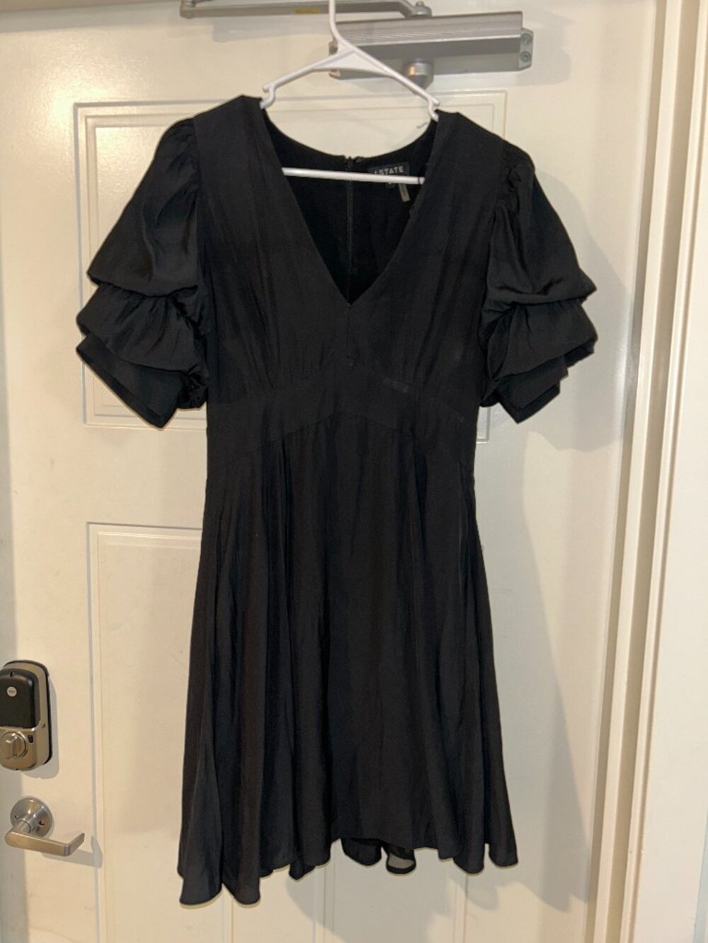 Black Midi Dress with Ruffled Sleeves